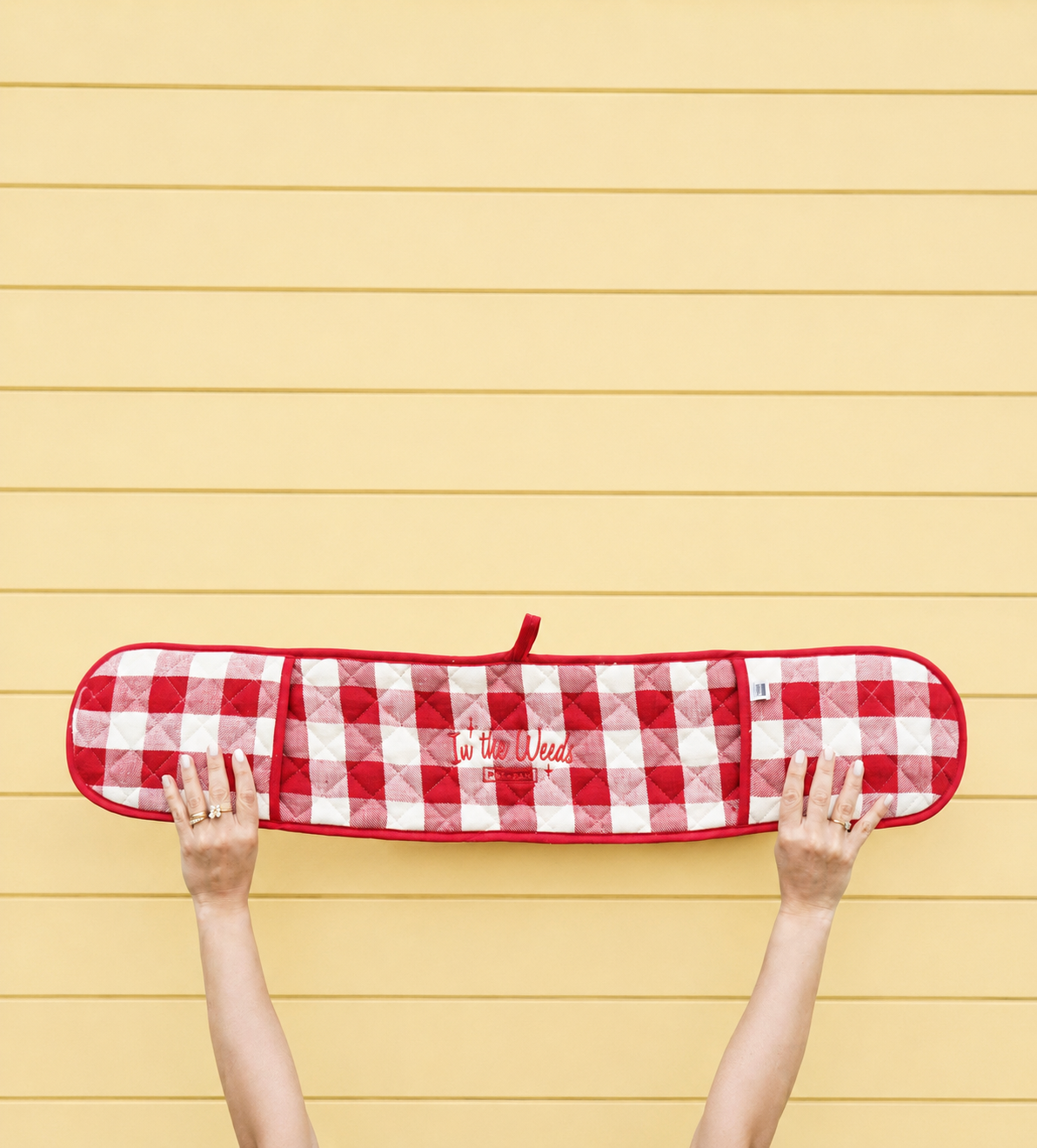 Pot + Pan Embroidered Double Oven Mitt | Red Checkered