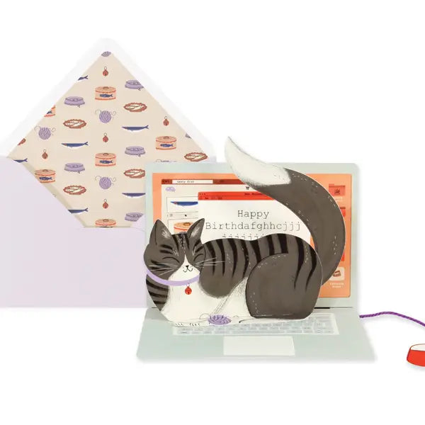 Laptop Cat Birthday | Pop-Up Card