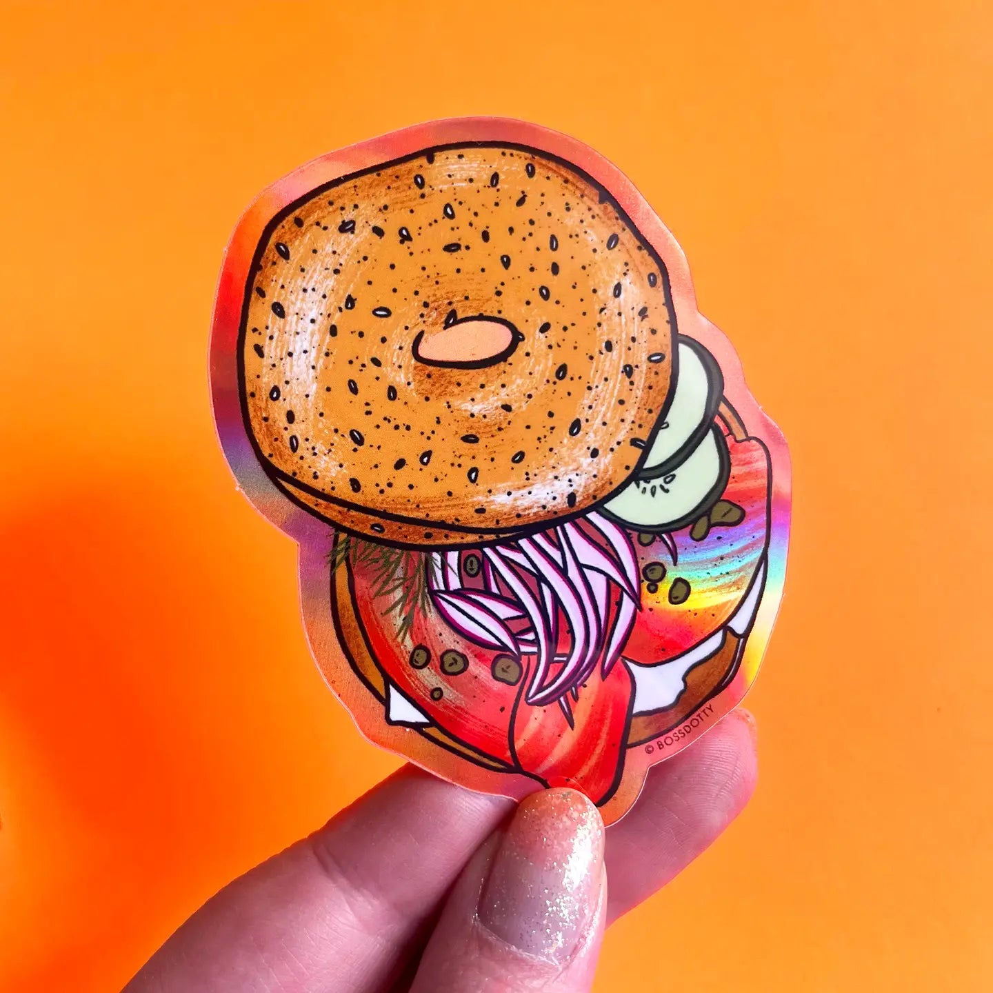 Holographic Lox Bagel Sticker
